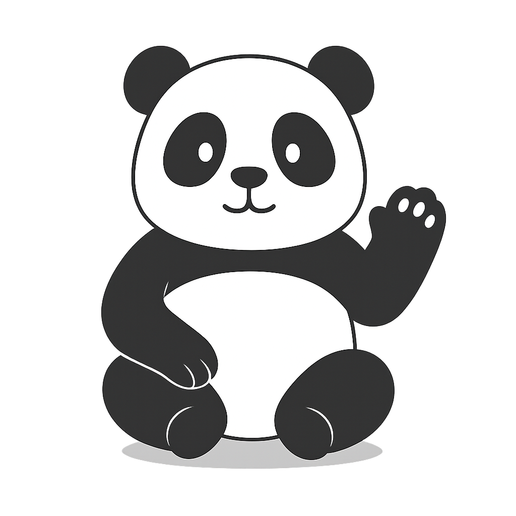 Friendly panda waving hello